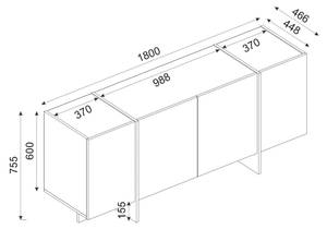 Kommode Dpazzagl Schwarz - Holzwerkstoff - 47 x 76 x 180 cm