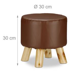 Tabouret similicuir 4 pieds bois Marron - Bois manufacturé - Matière plastique - 30 x 30 x 30 cm