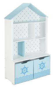 Armoire enfants, toit et motif maritime Bleu - Blanc - Bois manufacturé - 75 x 128 x 34 cm