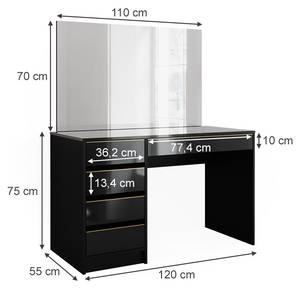 Schminktisch Sherry 47715 Schwarz - 120 x 55 cm