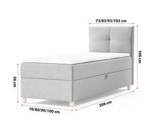 Einzelbett Boxspringbett Anter Mini Hellgrau - Breite: 100 cm - Bettkasten rechts