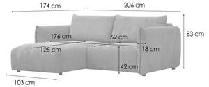 3-Sitzer Ecksofa Tauer Taupe - Ecke davorstehend links