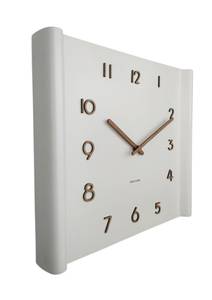 Horloge murale Sole Squared Raised Rim Blanc