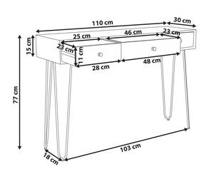 Konsolentisch MINTO Schwarz - Weiß - Massivholz - 110 x 77 x 30 cm