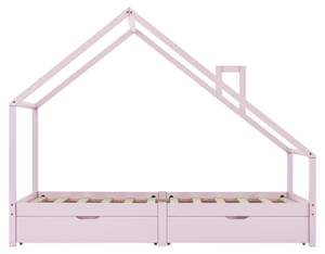 Kinderbett Assling mit Matratze Pink - Massivholz - 200 x 162 x 90 cm