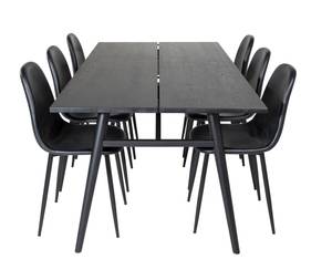 Essgruppe Sleek (7-teilig) Schwarz - Massivholz - 95 x 75 x 195 cm