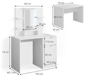 Coiffeuse Ruben Little 34400 Blanc - Bois manufacturé - 100 x 142 x 42 cm