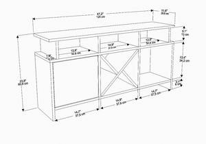 TV-Lowboard Auburn Anthrazit - Eiche Antik Dekor - Eiche Hell Dekor