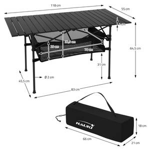 Campingtisch aus Aluminium Schwarz