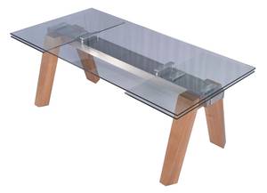 Table MOUNTY extensible Gris - Verre - 100 x 76 x 200 cm