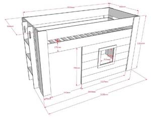 Hochbett NOAH LB005 Weiß - Holzwerkstoff - 96 x 120 x 214 cm