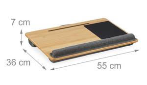 Support pour ordinateur portable Noir - Marron - Gris - Bambou - Matière plastique - Textile - 55 x 7 x 36 cm
