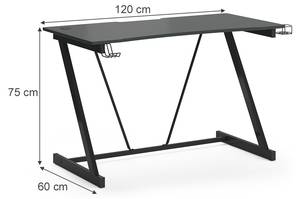 Gaming Tisch Hudson Schwarz - Holzwerkstoff - 120 x 75 x 60 cm