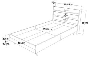 Einzelbett Vesanto Weiß - Holzwerkstoff - Metall - 206 x 86 x 109 cm