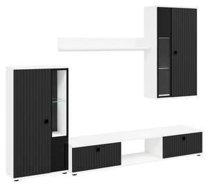 FURNIX Ensemble meubles Sarai avec LED Noir - Blanc