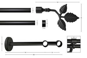 Gardinenstange Sheet 2 lfg. Schwarz - Breite: 450 cm