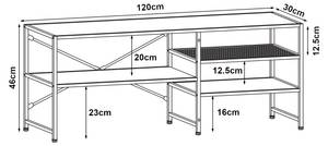 Meuble TV Västiarharg Noir - Marron - Bois manufacturé - Métal - 120 x 46 x 30 cm