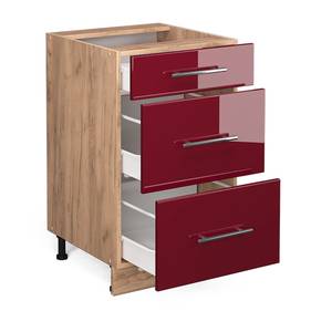 Küchenunterschrank Fame-Line 38361 Hochglanz Bordeaux - Sonoma Eiche Trüffel Dekor - 50 x 82 x 51 cm