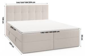 Boxspringbett Cognet Royal Beige - Breite: 204 cm