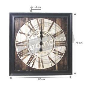 Horloge carrée en bois vintage Bois massif - 72 x 1 x 72 cm