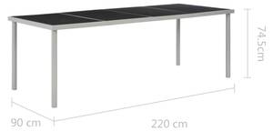 Table de salle à manger Noir - Verre - Métal - 220 x 75 x 220 cm