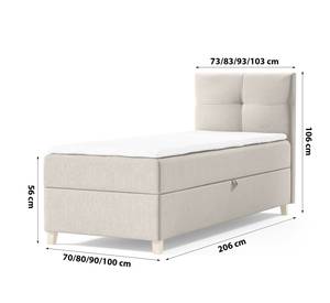 Einzelbett Boxspringbett Anter Mini Beige - Breite: 70 cm - Bettkasten rechts