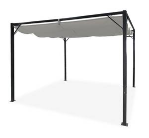 Pergola MARIA mit einziehbarem Grau - Metall - 298 x 220 x 298 cm