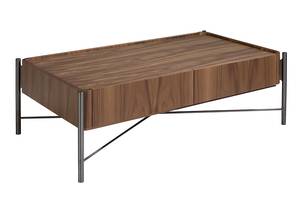 Table basse rectangle en noyer et acier Marron - Bois manufacturé - 120 x 38 x 70 cm