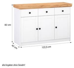 Kommode 2227 Weiß - Holzwerkstoff - Kunststoff - 122 x 82 x 42 cm