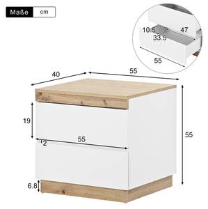 Nachttisch LucyWoody Ⅱ Braun - Weiß - Holzwerkstoff - 40 x 55 x 55 cm