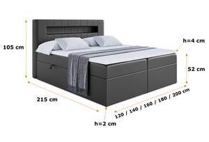 Boxspringbett - ORGOL Hochglanz Schwarz - Breite: 120 cm - H3