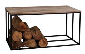 Table basse porte bûches en bois et méta Noir - Métal - 100 x 50 x 50 cm