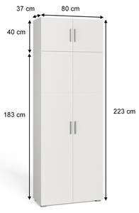 Schrank Ingo mit Aufsatzmodul Weiß - Holzwerkstoff - 80 x 223 x 37 cm