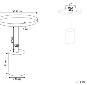 Table d'appoint CAMELO Doré - Blanc - Métal - 36 x 52 x 36 cm