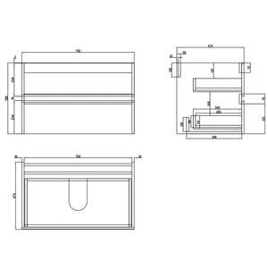 Badmöbel-Set Aqualis 2er-Set Eiche Wotan Dekor - Breite: 80 cm