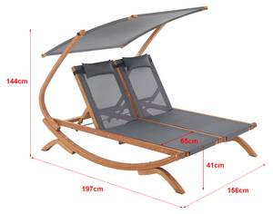 Transat Karystos à Double Couchage Gris - Bois massif - 197 x 144 x 156 cm