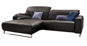 Ecksofa mit Sitztiefenverstellung YORK Grau - Armlehne davorstehend links - Ecke davorstehend links - Silber