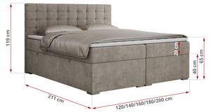 Boxspringbett SUSAN Breite: 160 cm - H4 - Textil