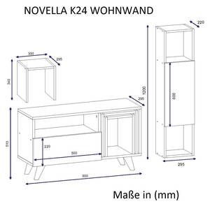 Wohnwand Novella K24 Weiß Walnuss Braun - Holzwerkstoff - 90 x 51 x 29 cm