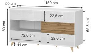 Sideboard Vida Weiß - Holzwerkstoff - 80 x 150 x 50 cm