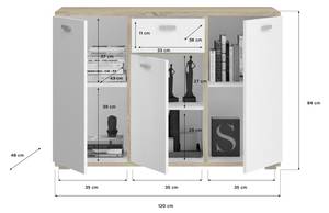 Sideboard Cosmo Weiß - Holz teilmassiv - 120 x 84 x 48 cm