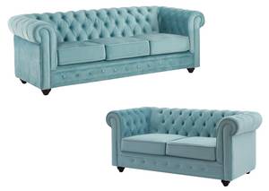 Couchgarnitur CHESTERFIELD 2er-Set Hellblau