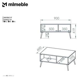 Table basse MARINE CT90 Bleu - Bois manufacturé - Matière plastique - 90 x 42 x 60 cm