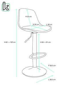 Tabouret de bar SIG (Lot de 2) Gris