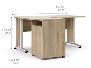 Bureau Prisme Marron - En partie en bois massif - 159 x 74 x 150 cm