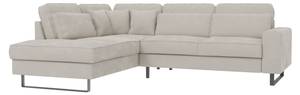 Sage Ecksofa mit Ottomane in Cord-Stoff Beige - Armlehne beidseitig montierbar - Ecke davorstehend links - Ottomane davorstehend links