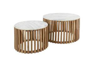 Table basse UTARA Blanc - En partie en bois massif - 65 x 50 x 65 cm