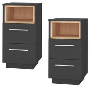 Nachtschrank Beatrice 2er Set Anthrazit - Eiche Sonoma Dekor - Anzahl Teile im Set: 2