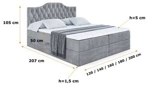 Boxspringbett VILA-1 Hellgrau - Breite: 140 cm - H3