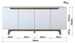 Kommode Nusakan Weiß - Holzwerkstoff - 45 x 79 x 180 cm